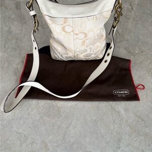 Coach White and Tan Shoulder Bag